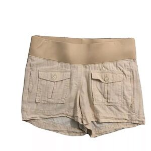 Loft Beige Khaki Maternity Shorts Cotton Linen Blend EUC Women's Maternity 8 8M